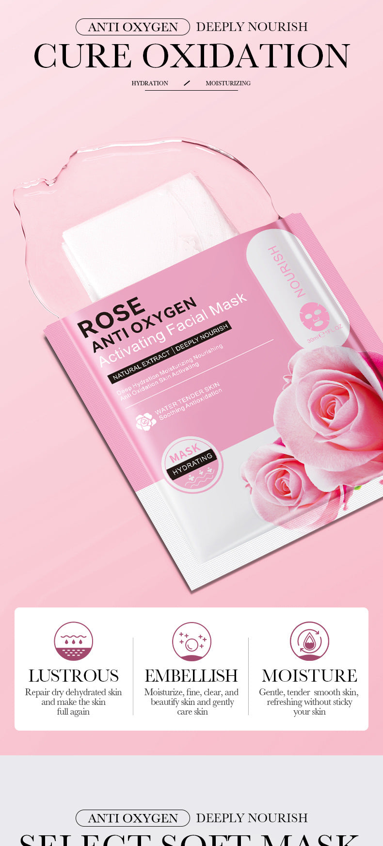 Mask30gBIOAOUA Honey Hydrating Pearl Moisturizing Rose Snail Moisturizing  Foreign Trade Wholesale