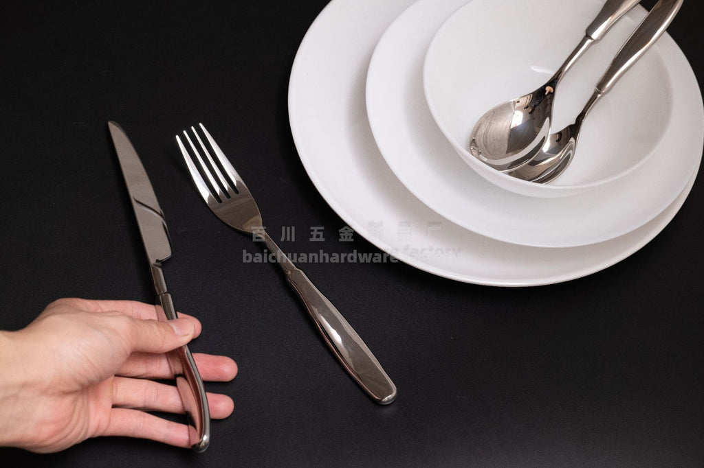 304Stainless Steel Spoon with Thickened Handle, Simple Household Knife, Fork, Spoon, Western Restaurant Supplies, Cutlery Set Wholesale