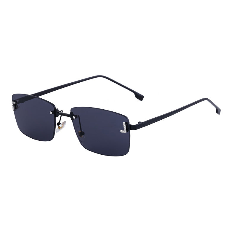 【Customization】European and American Frameless Cut Edge Sunglasses with Rhinestones Square Frame Sunglasses for Women sunglasses