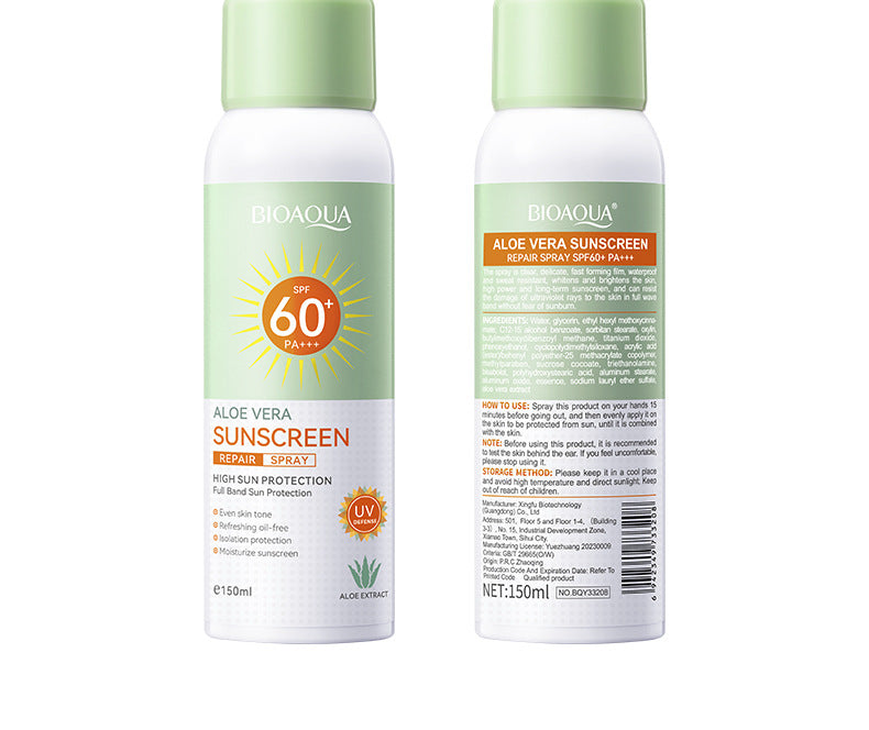 BIOAOUA Aloe Vera Sunscreen Sunscreen Isolation Refreshing Three-in-One Sunscreen Spray Wholesale
