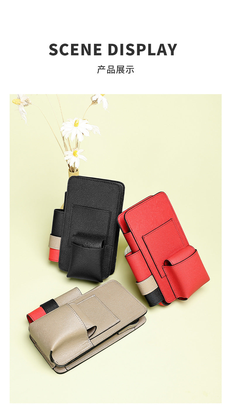 High-Quality Texture Fashion Versatile Lock Buckle Phone Bag Palm Print Genuine Leather Trendy Box Bag Simple Solid Color Crossbody Mini
