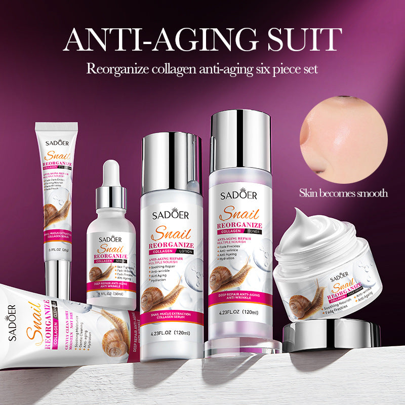 SADOER Snail Restructured Collagen Six-piece Set Moisturizing skin care set  foreign trade wholesale