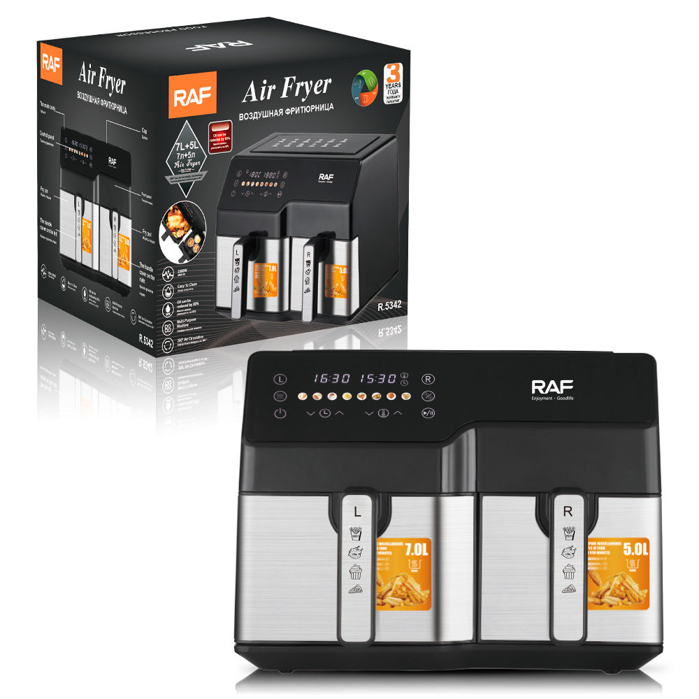 RAF European Standard Air Fryer Double Pot Large Capacity Multifunctional Household Electric Fryer No Oil Smoke Smart Touch Screen