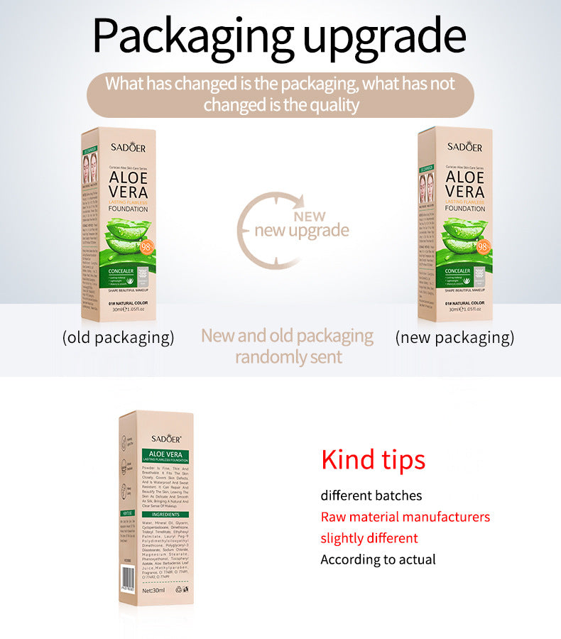 Makeup SADOER Aloe Vera Foundation Liquid Long-lasting Clear Concealer Non-cakey  Wholesale