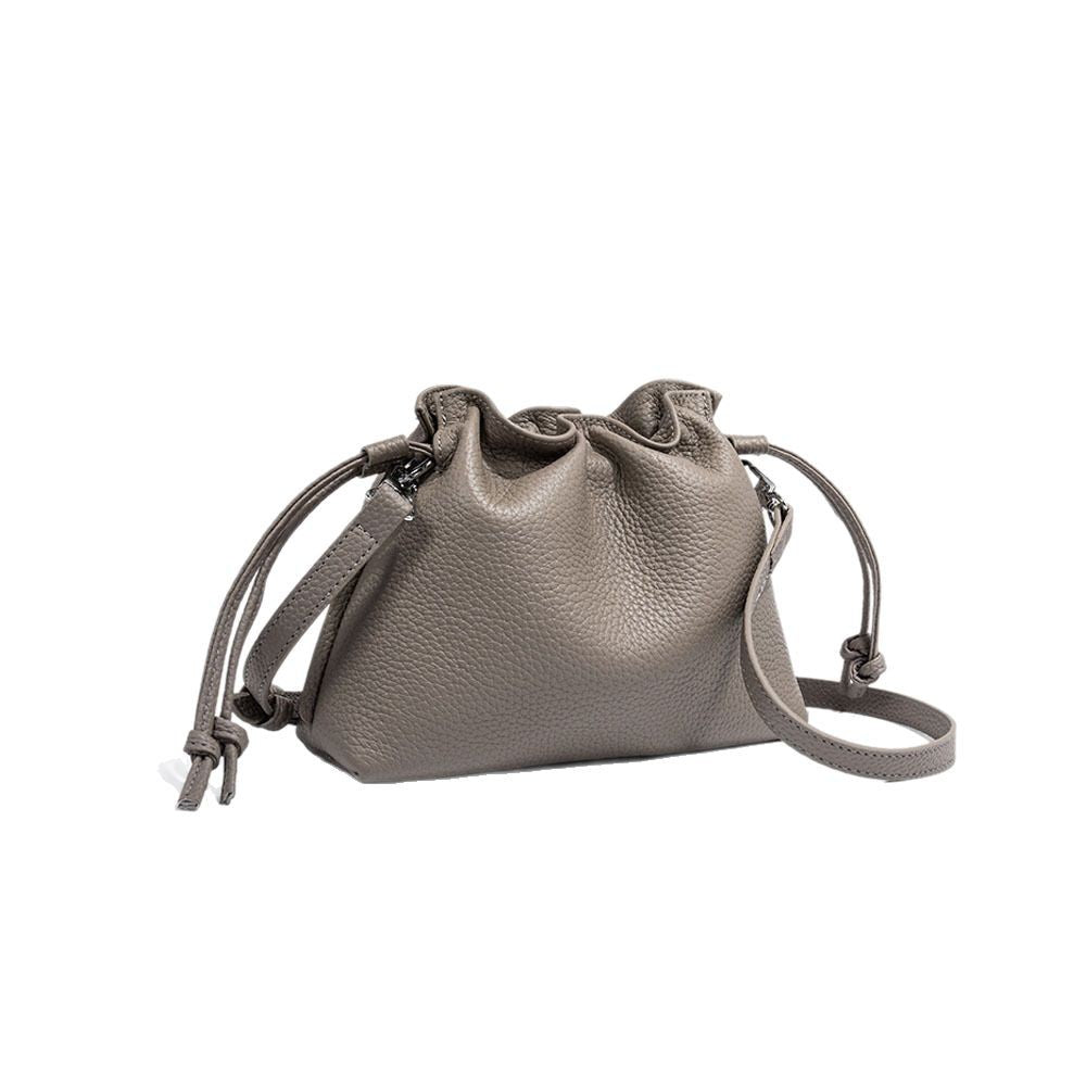 Wholesale pleated cloud bag genuine leather small handbag for women bag Bucket Bag Top Layer Cowhide Niche ins Shoulder Crossbody Bag