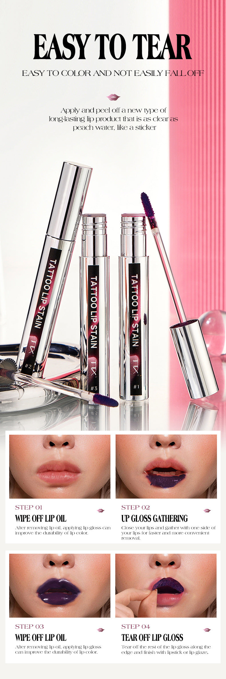 Tear-off Lip Gloss Velvet Matte Non-fading Non-stick Cup Tear-off Lip Color Version Labelable