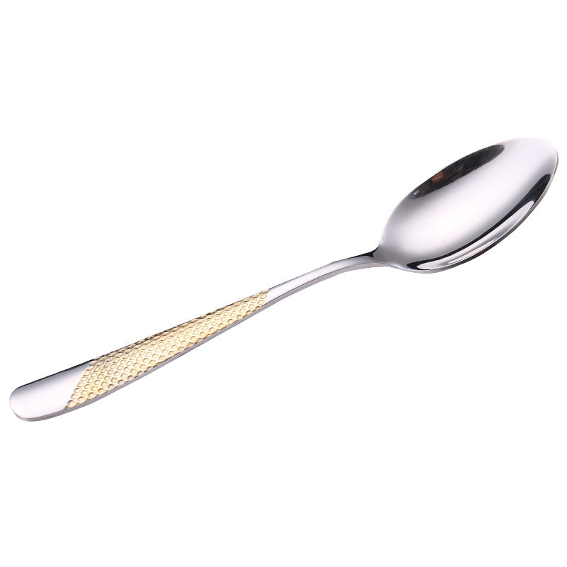 410Stainless Steel Star Diamond Western Steak Knife Fork Spoon Middle Eastern Titanium Coated Hotel Cutlery Knife Fork Spoon Partial Gold