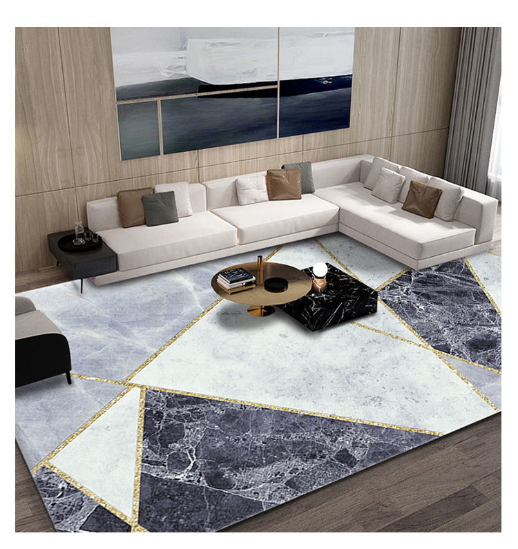 Carpet for Living Room, Stain-Resistant, Easy to Clean, Crystal Velvet Sofa Coffee Table Rug, Cooling, Silent, Light Luxury, Non-Slip Bedroom Bedside Rug