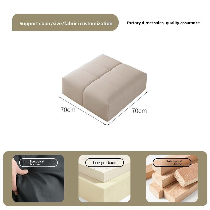 Italian Minimalist Light Luxury Eco Leather Cream Style Living Room Small Apartment Piano Key Straight Row Leather Art Sofa