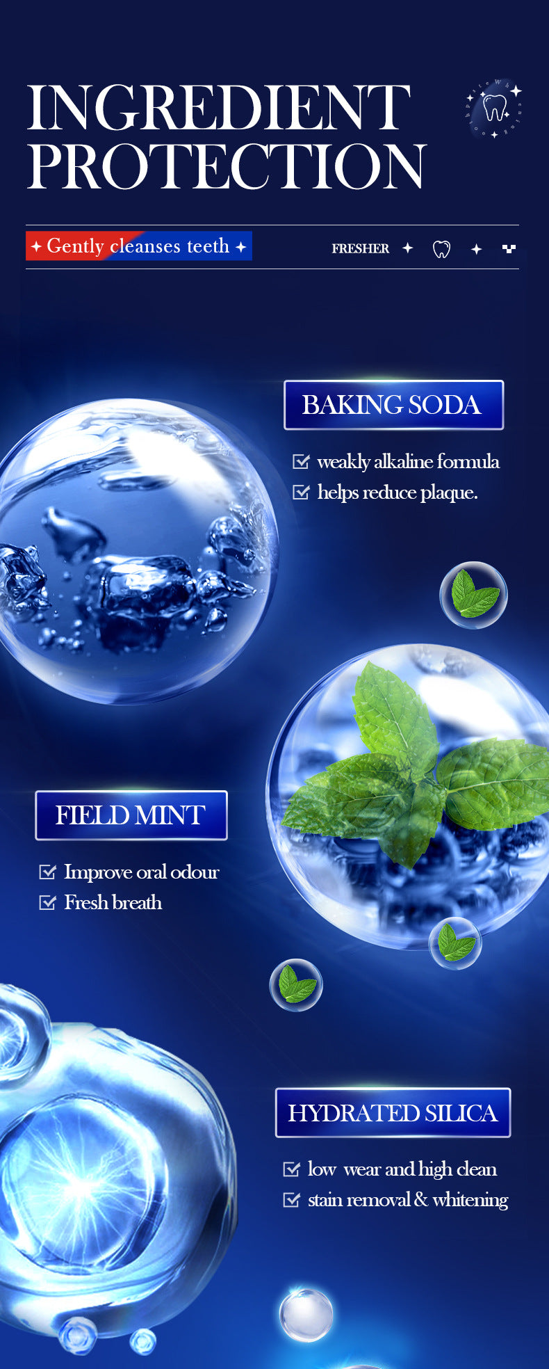 Pump Toothpaste SADOER Baking Soda Probiotics Teeth Cleaning Oral Freshness  Wholesale