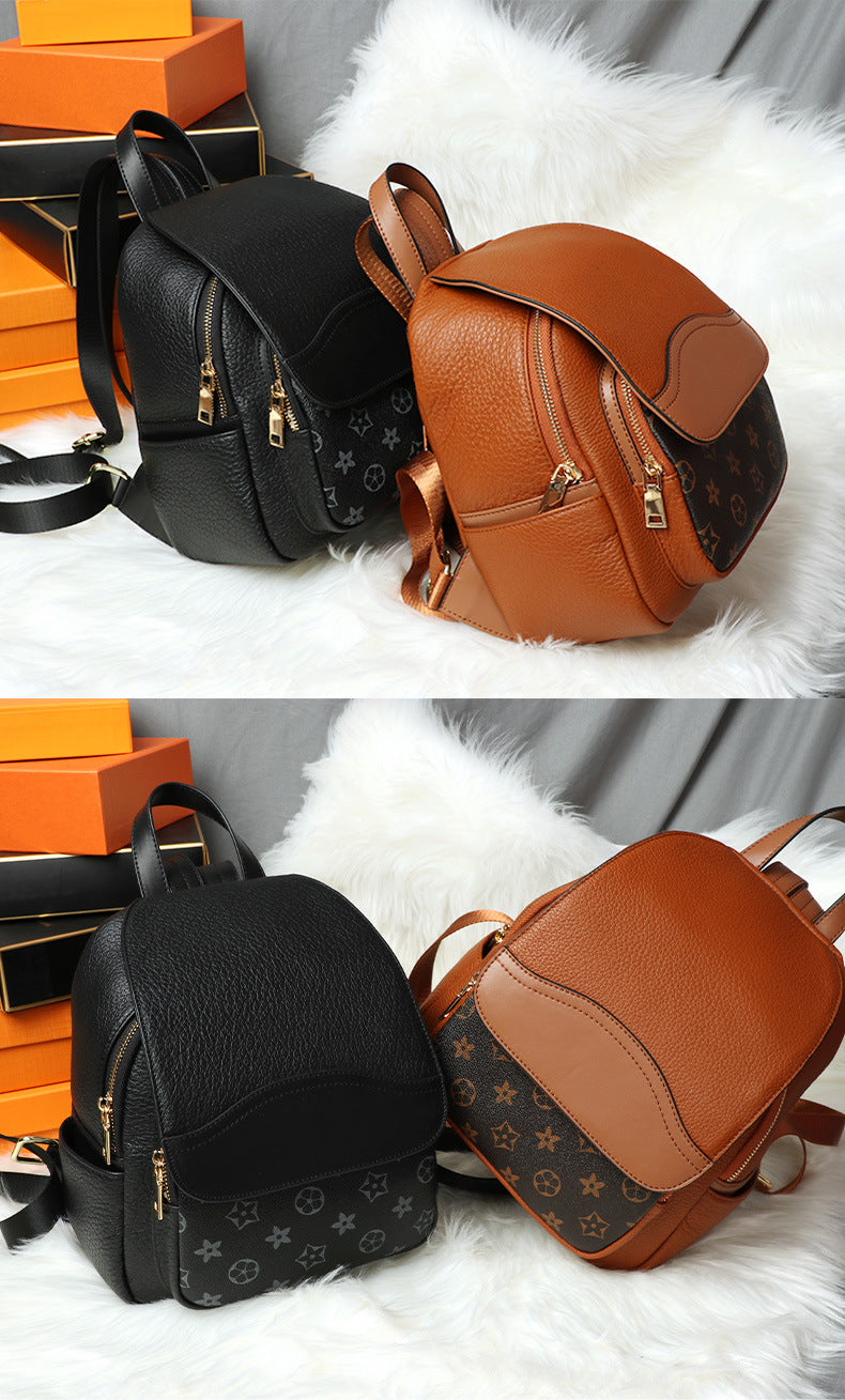 Backpack Top Layer Cowhide mini Fashionable Simple Large Capacity Crossbody Bag Casual Versatile Travel Small Backpack for Women