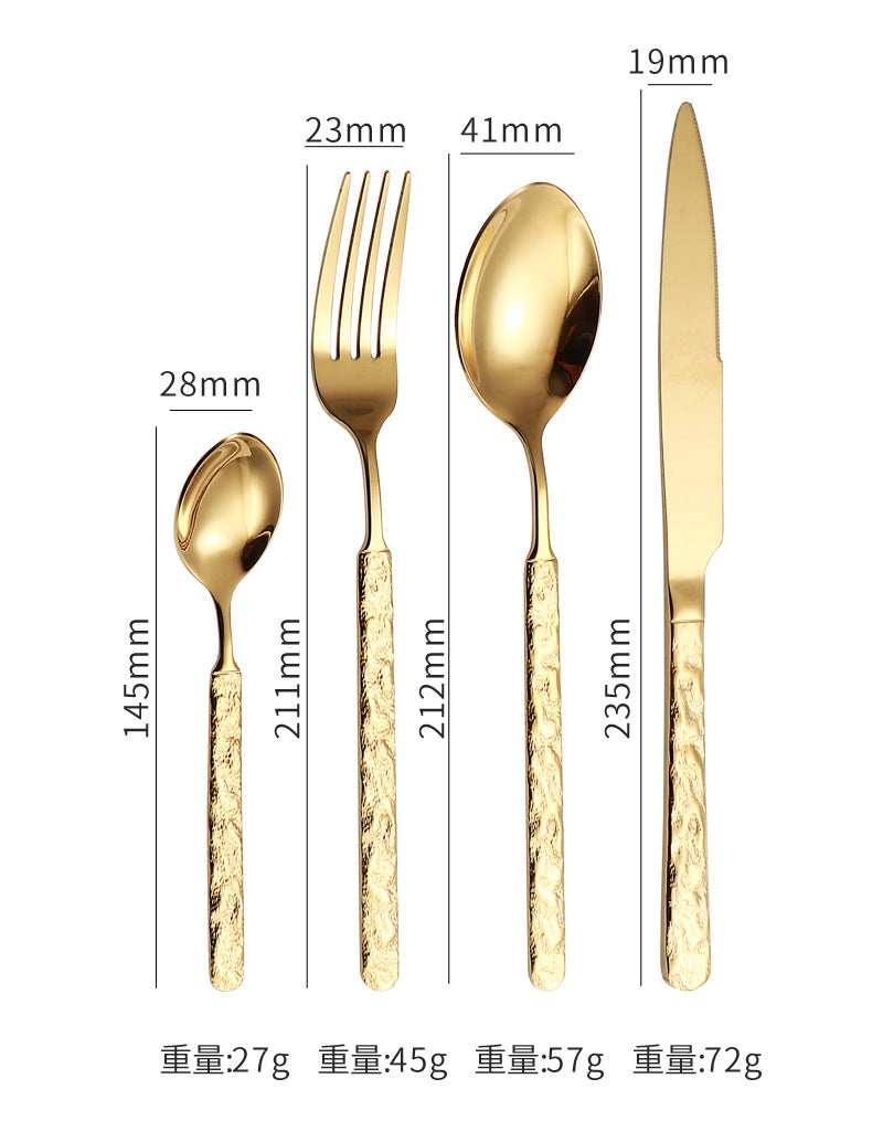 410Stainless Steel Cutlery Hotel Restaurant High-end Stone Pattern Knife Fork Spoon Set Western Cuisine Thickened Steak Knife Fork