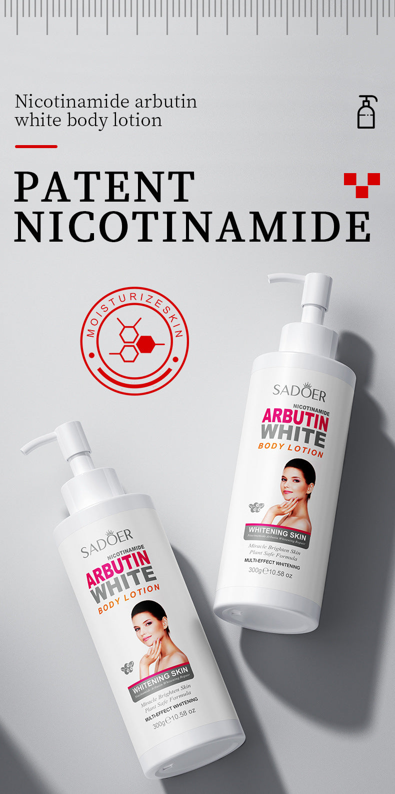 Whitening Body Lotion SADOER Niacinamide Arbutin Brightening Moisturizing Lotion Cross-Border Wholesale