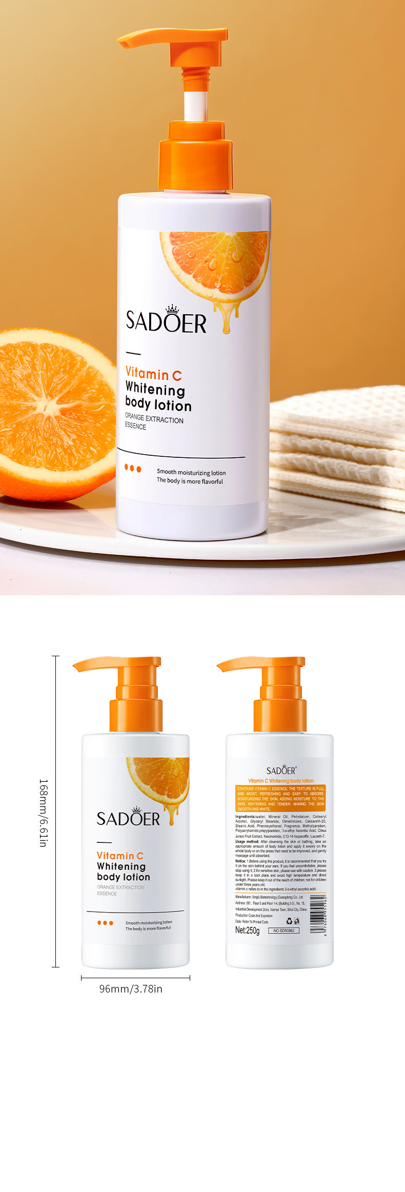 VC Whitening Body Lotion SADOER Vitamin C Moisturizing and Hydrating Skin Care  Wholesale