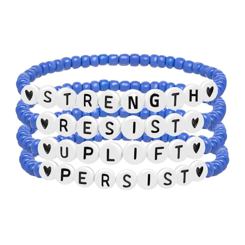 strength Spiritual Power Bracelet Set Elastic Cord Bracelet Women's Gift Heart Beads Letter Bracelet