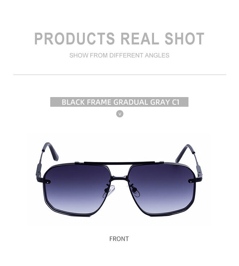 2025New European and American Fashion Square Frame Sunglasses for Men High-End Frameless Sunglasses Men Trendy Sun Protection shades