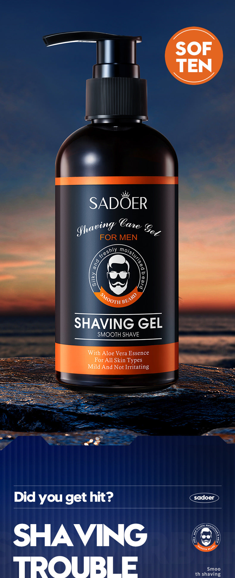 Men's Shaving Gel210ml SADOER Softening Beard  Wholesale