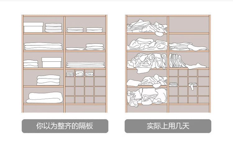 Wardrobe Light Luxury High-End Bedroom Home Segmented Handle-Free Storage Cabinet Hanging Area Multi-Wardrobe Customization