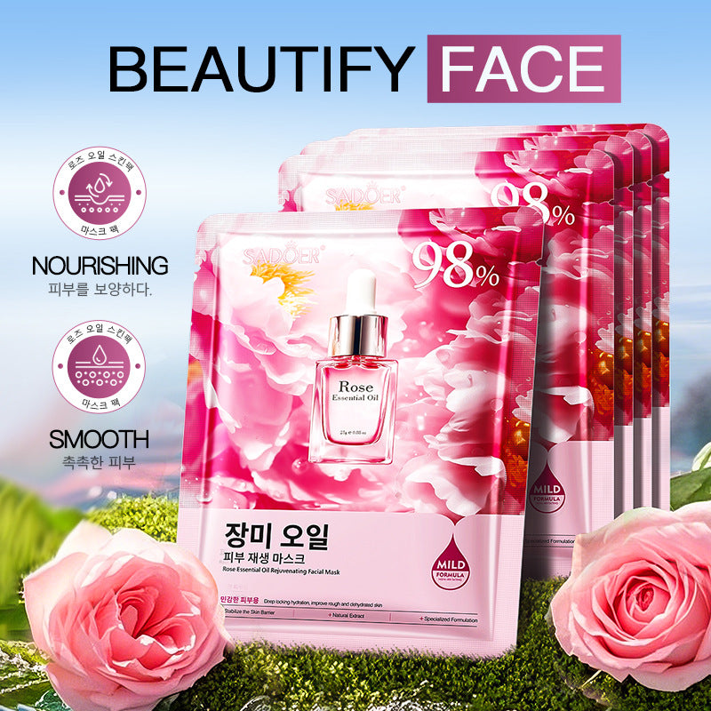 Rose Essential Oil Rejuvenating Mask SADOER Moisturizing, rejuvenating, and brightening face mask  wholesale