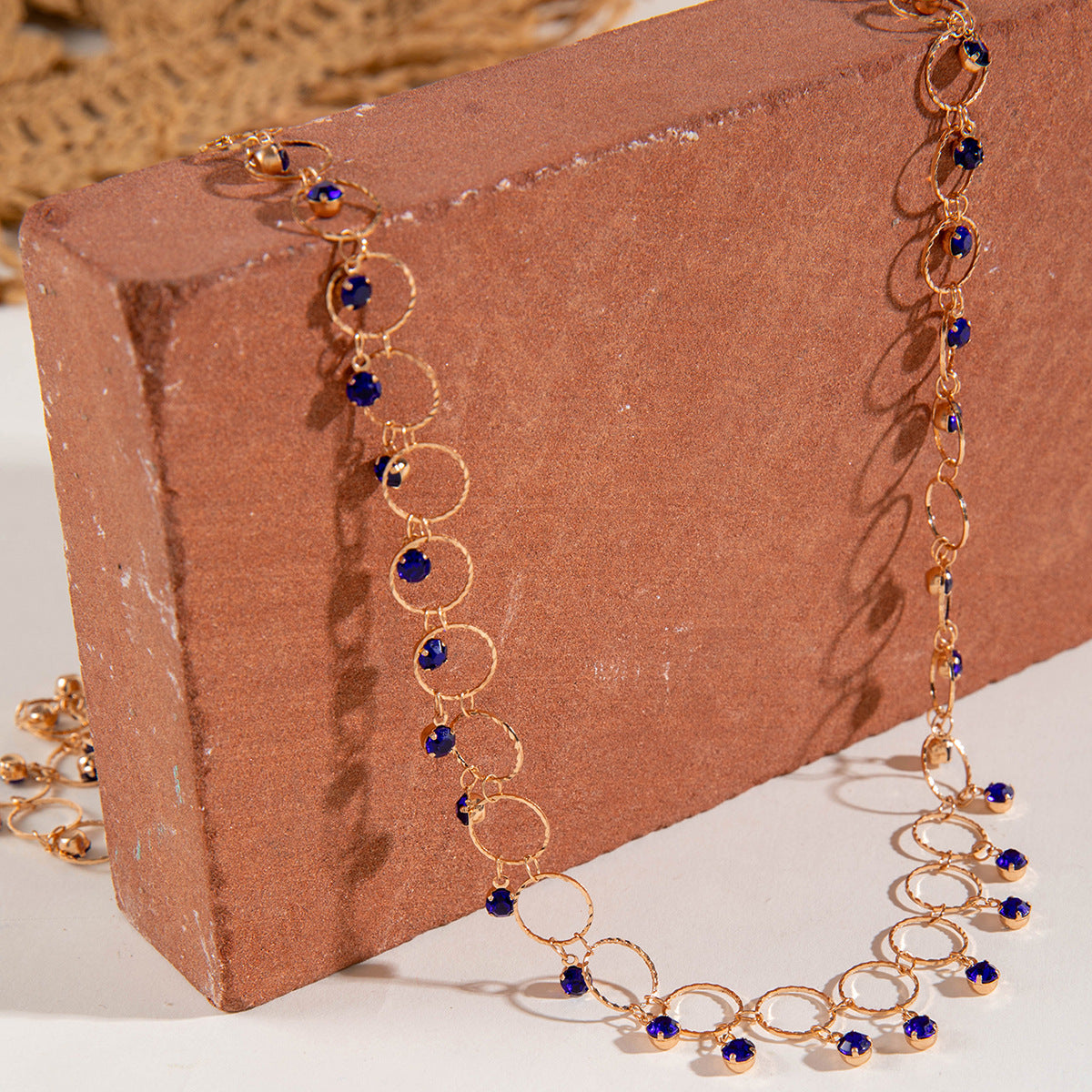 Simple Colorful Beaded Tassel y Chain Necklace Elegant Versatile Diamond-Studded Sweater Chain Jewelry