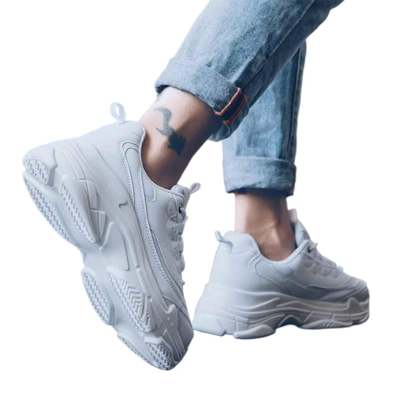ins Super Popular Shoes Trendy Shoes Summer Height-Increasing White Sneakers Korean Style Versatile White Sports Shoes Dad Shoes