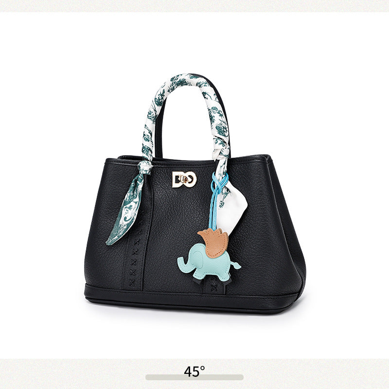 Top Layer Cowhide Large Capacity Tote Bag Women's Textured Handbag Fashionable Women's Bag Light Luxury Versatile Crossbody Bag