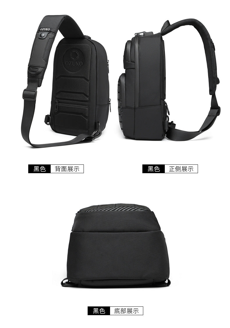OZUKO Men's Tactical Chest Bag Waterproof Oxford Cloth Crossbody Chest Bag Trendy Outdoor Sports Shoulder Bag