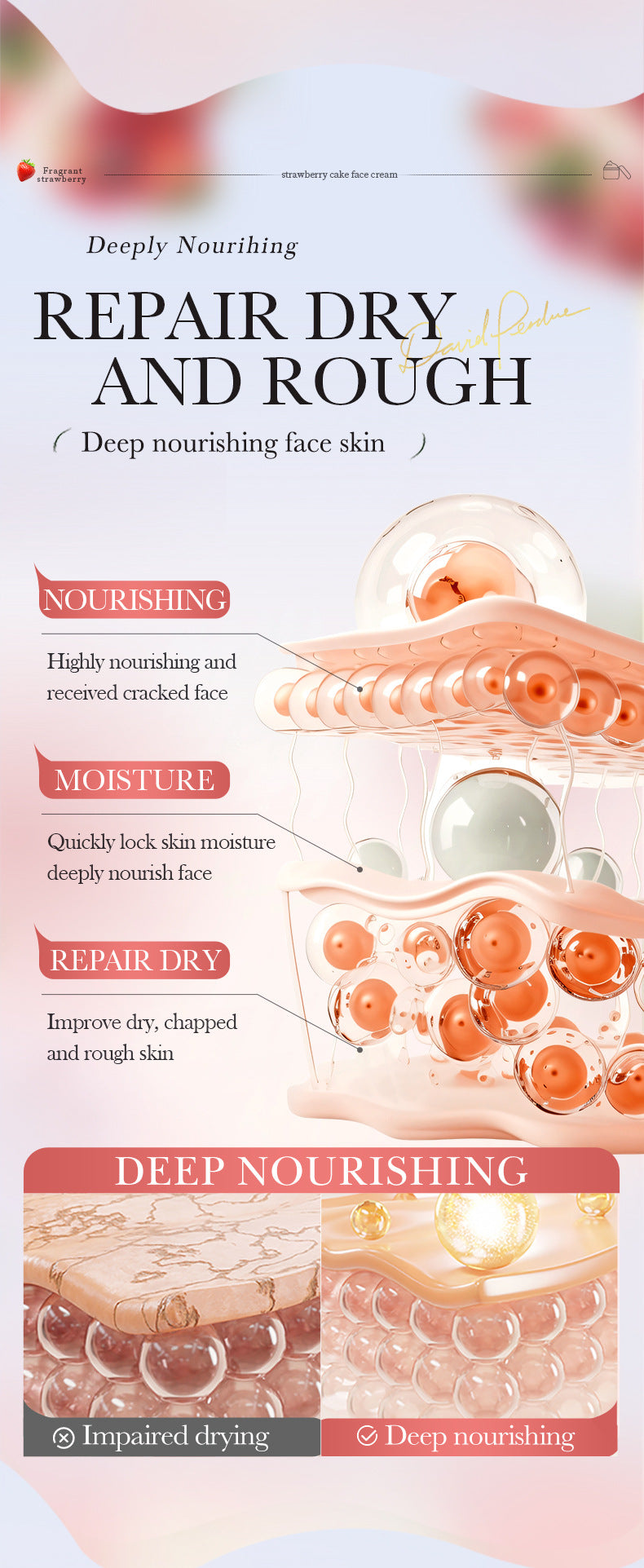 Strawberry Cake Nourishing Cream BIOAOUA Moisturizing skin moisturizing cream  foreign trade wholesale