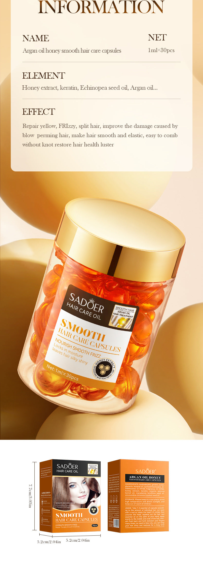 Nut Oil Hair Care Capsules SADOER Improve Frizz Essential Oil Capsule Conditioner  Wholesale