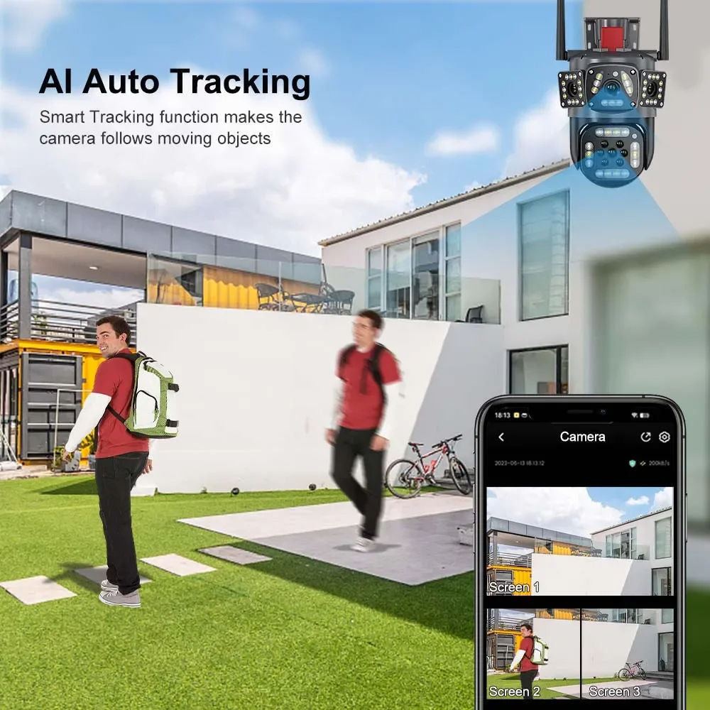 Multi-lens Three-screen Camera Wireless Network wifi Remote Gun Ball Linkage Outdoor Intelligent Monitoring