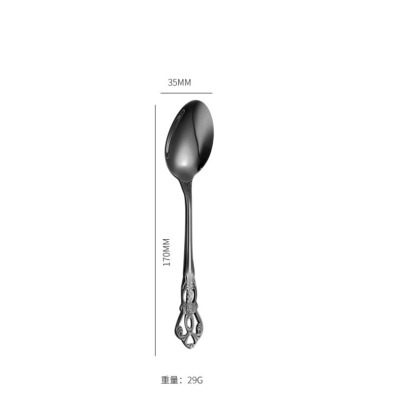 Stainless Steel Cutlery Restaurant Royal Court Knife Fork Spoon Set Hotel Western Cuisine European Retro Relief Steak Knife Fork