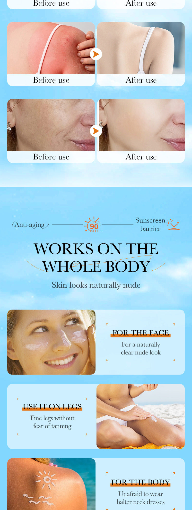 Sunscreen SADOER Clear Anti-Aging Refreshing UV Protection Sunscreen Lotion  Wholesale