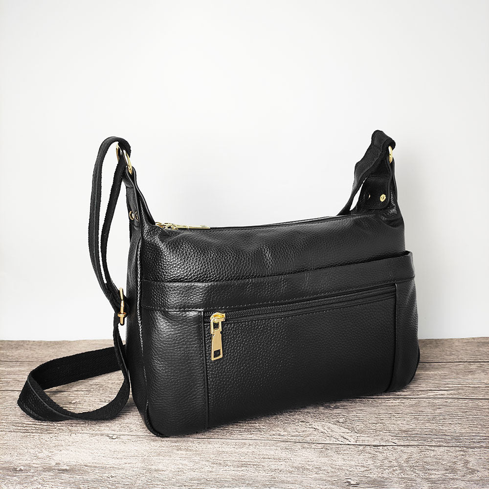 Guangzhou Shiling Genuine Leather Women's Bag for Middle-aged and Elderly Mothers, Multi-pocket Large Capacity Single Shoulder Crossbody Bag Trend
