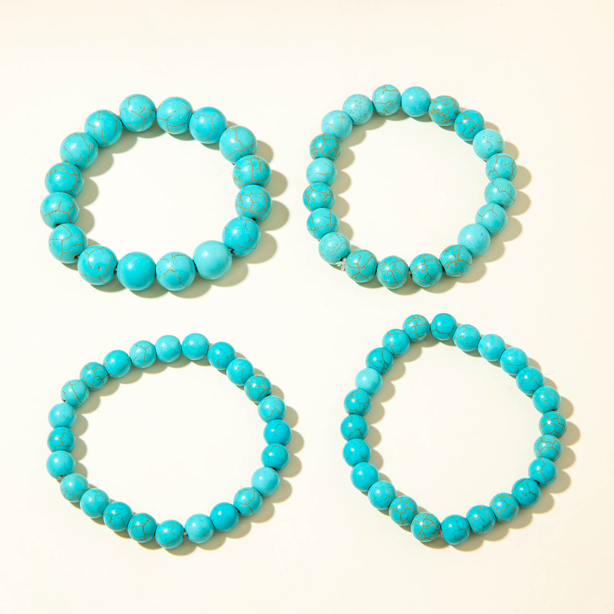 Bohemian Style Turquoise Multi-Layer Stacking Bracelet Set Light Luxury Diamond-encrusted Chain Beaded Bracelet