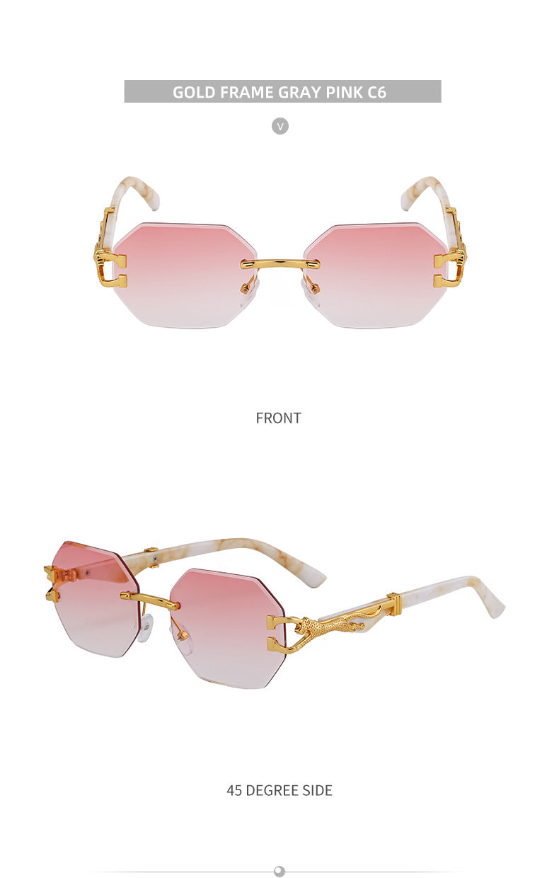 Vintage Imitation Wood Grain Leopard Temple Sunglasses Men's Square Frame Cut Edge Driving Sunglasses Wholesale shades