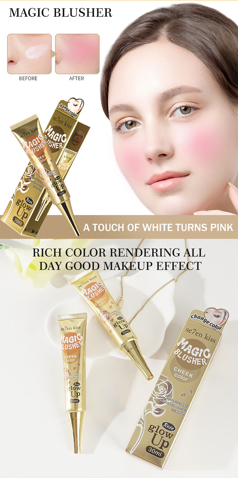 Philippines Olauty Magic Temperature-Sensitive Color-Changing Liquid Blush30ml Shimmer Smoky Eyeshadow Blush Cream Makeup