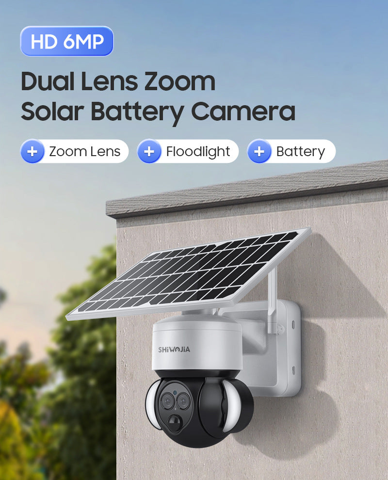 600Wan HD Outdoor Courtyard Solar Binocular Zoom Camera4G Wireless Night Vision Remote Early Warning Monitoring