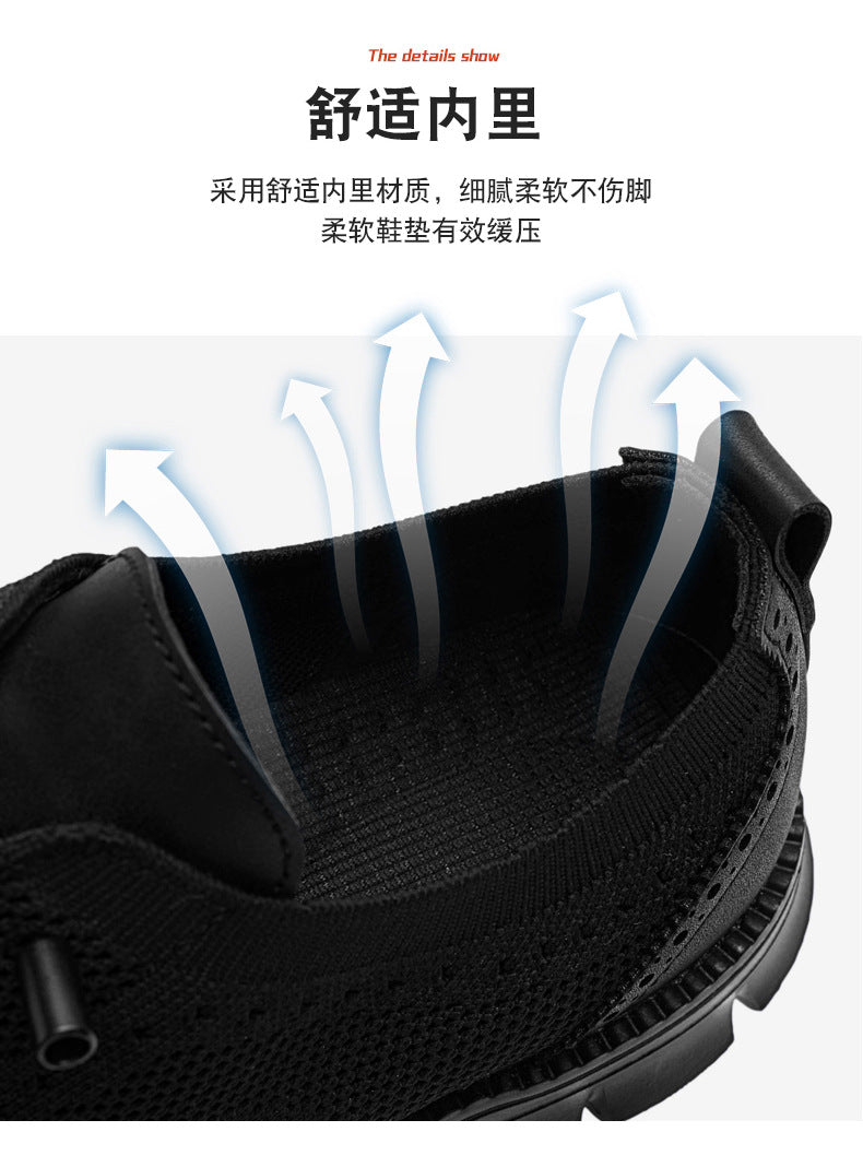 Flyknit Casual Shoes Men's Brogue Carved Loafers Men's Trendy Shoes Breathable Comfortable