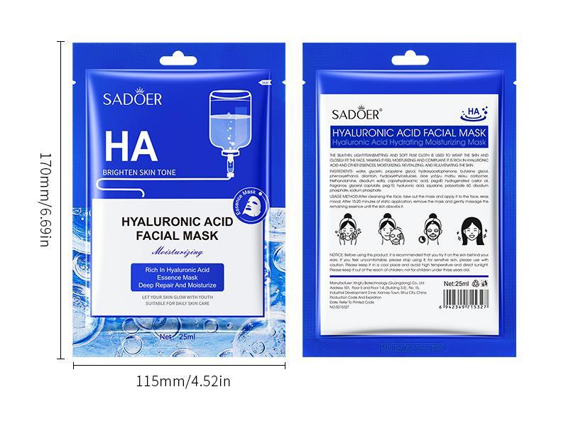 Mask SADOER Hyaluronic Acid Vitamin E Oligopeptide Hydrating Moisturizing Tablets  Foreign Trade Wholesale
