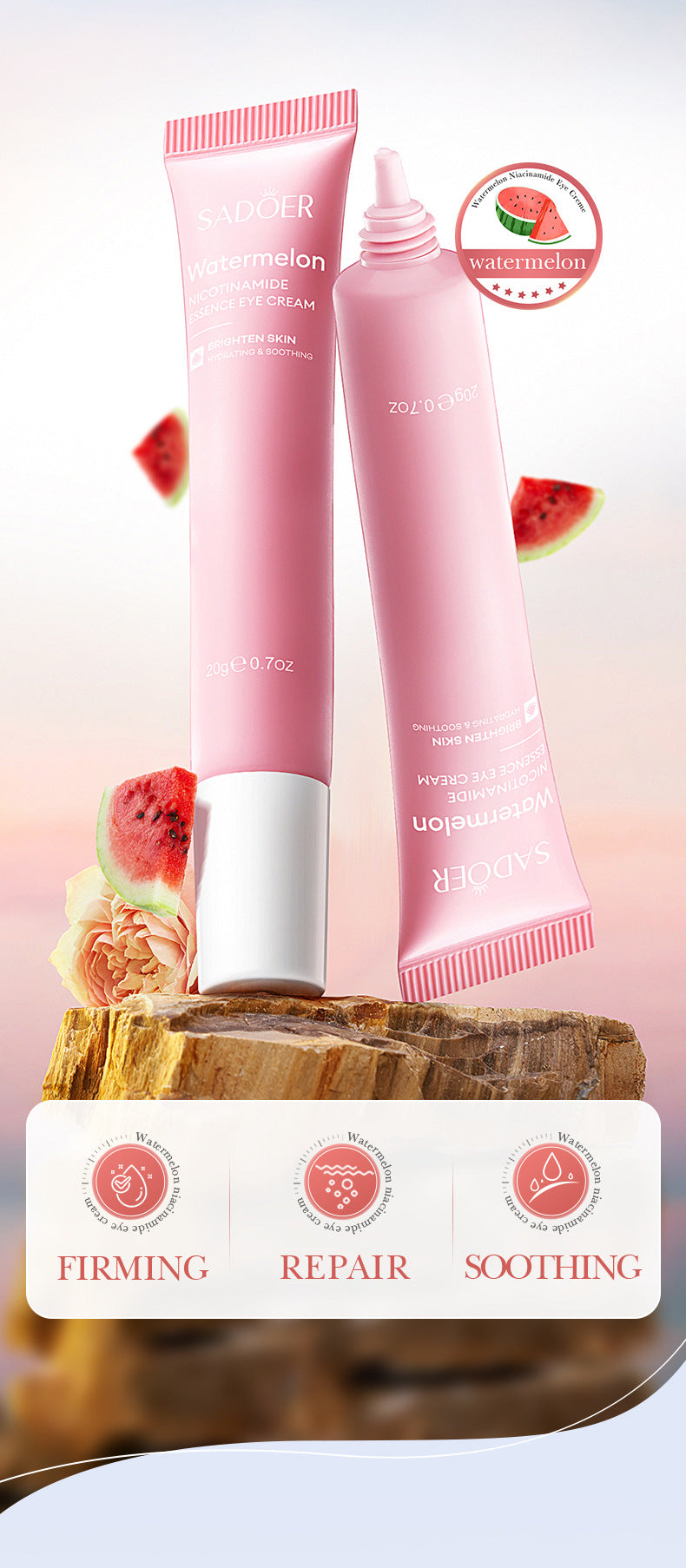 Watermelon Niacinamide Essence Eye Cream SADOER Moisturizing Eye Cream for Eye Area Wholesale Cross-Border Trade
