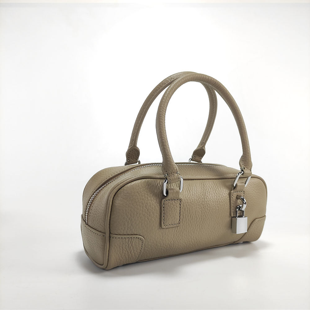 Niche Genuine Leather Women's Boston Handbag2025New Simple Fresh Pillow Bag Versatile Shoulder Crossbody Bag