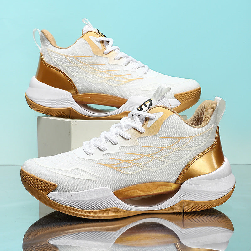 2025New Men's Shoes Mesh Breathable High Elastic Shock Absorption Sports Shoes Youth Casual Non-slip Thick Bottom Basketball Shoes