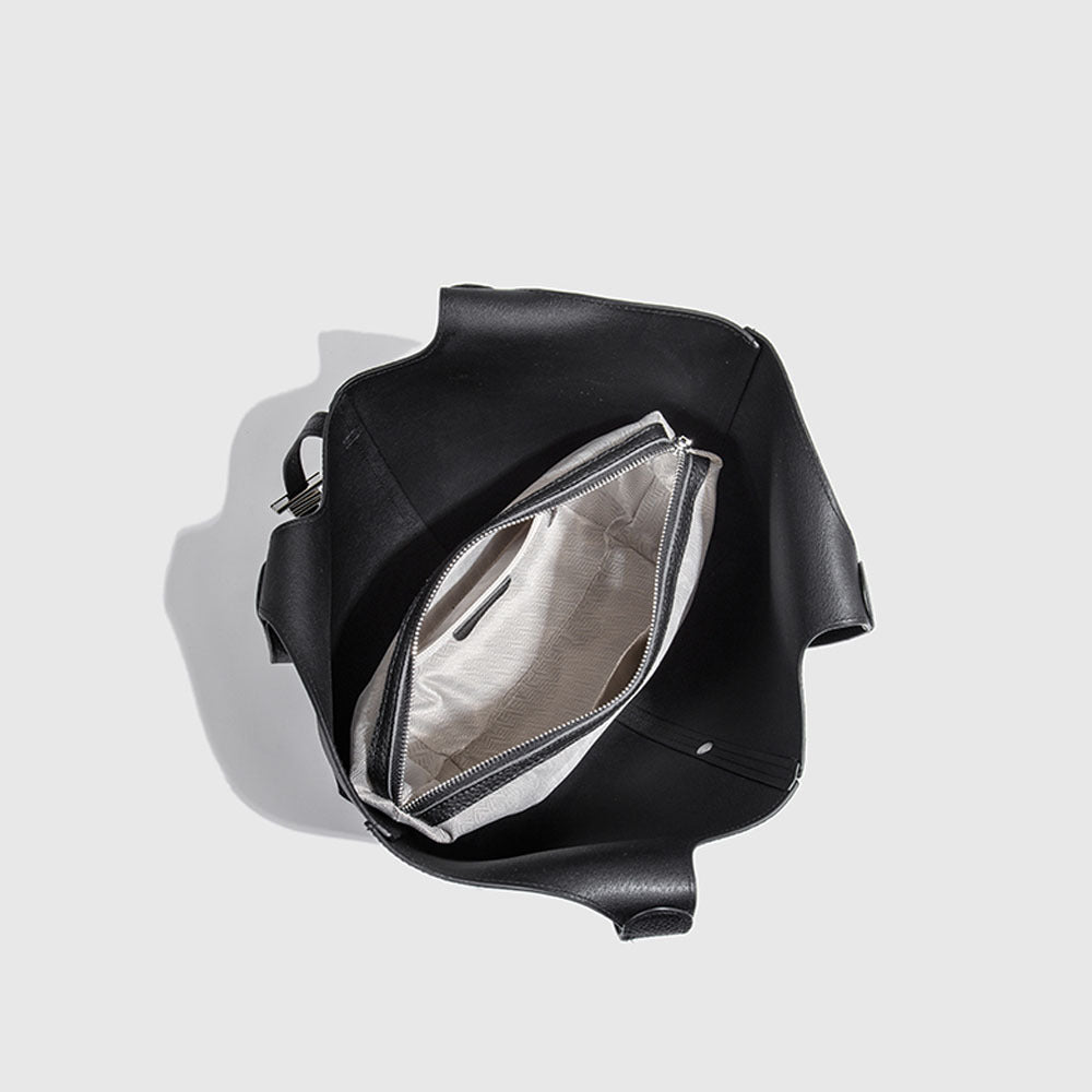 Wind Chime Tote Bag2025New Top Layer Cowhide High-End Large Capacity Niche Design Commuter Shoulder Underarm Bag