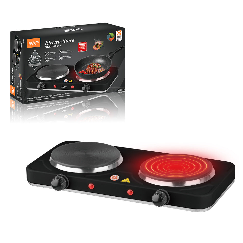 RAF European Standard Electric Stove Household Closed Electric Stove Insulation Double Burner Constant Temperature Universal Electric Stove R8020AB
