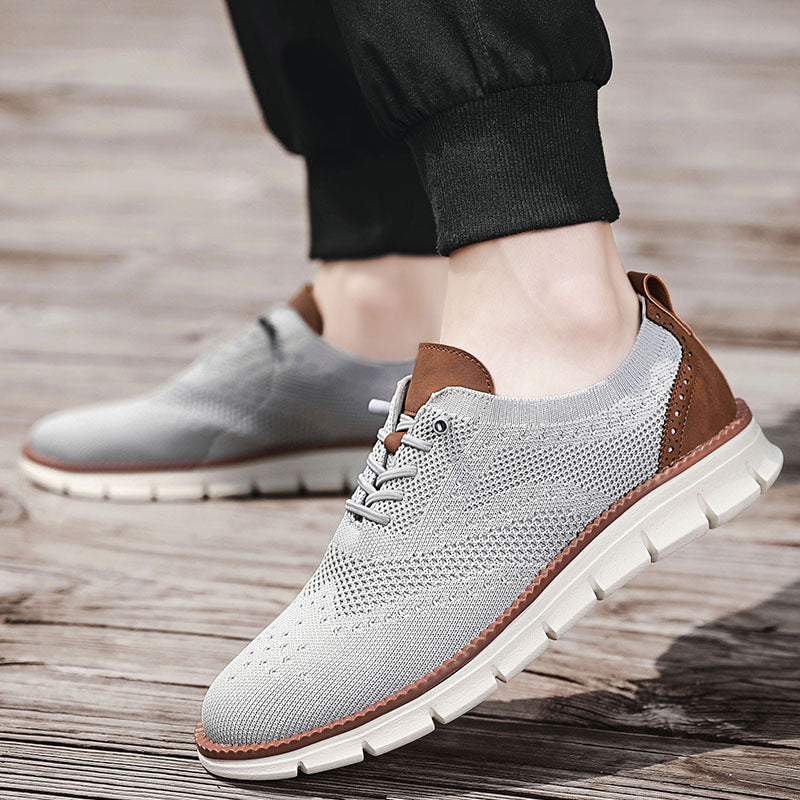 Flyknit Casual Shoes Men's Brogue Carved Loafers Men's Trendy Shoes Breathable Comfortable
