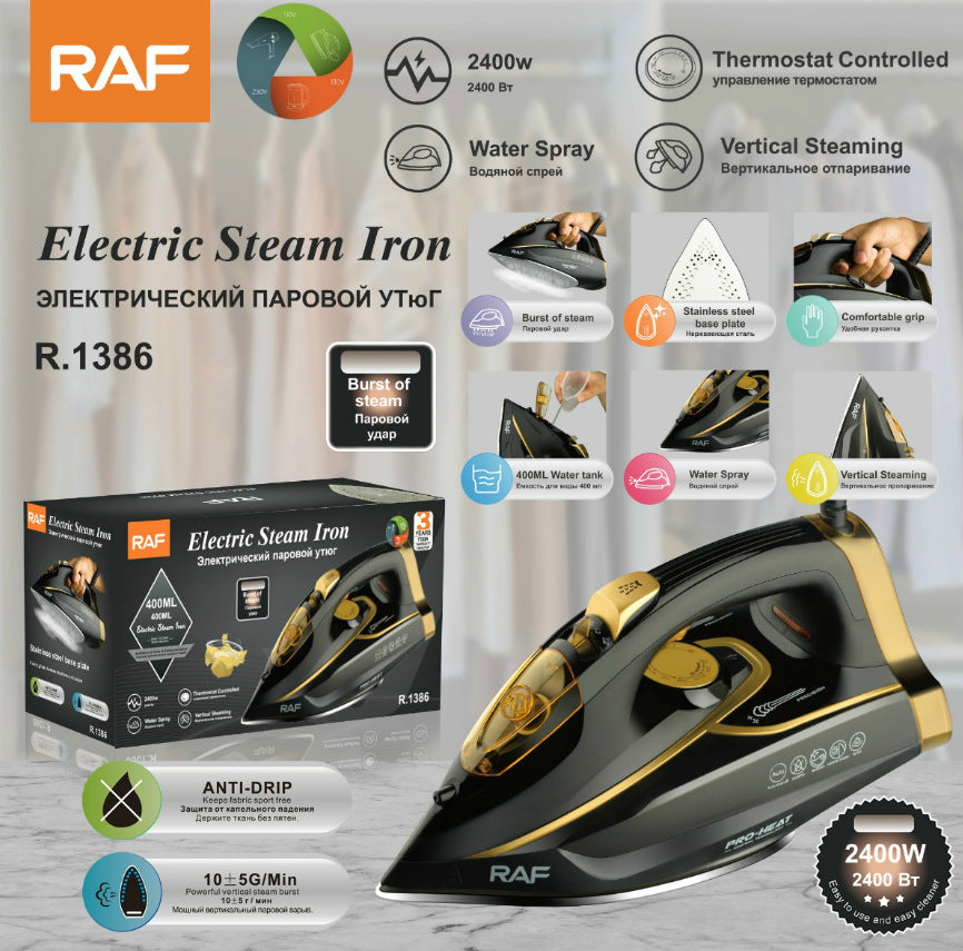 RAF European Standard Household Handheld Steam Iron High-power dual-use for dry and wet2400W Electric Iron R1386