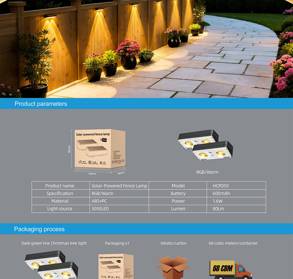 Solar Fence Light Outdoor Wall Light Waterproof Atmosphere Decorative Light Super Bright Warm Light Color Light Trail Fence Fence Light