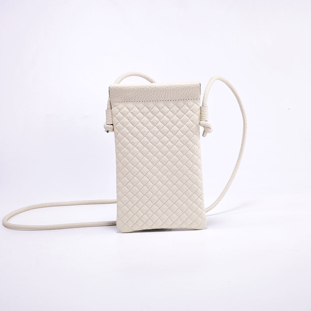 Genuine Leather Phone Bag for Women, Crossbody Small Bag, New Woven Pattern Vertical Style, Lightweight Mini Cowhide Walking Bag