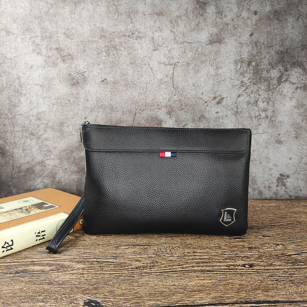 Anti-theft Fingerprint Lock Clutch Bag Men's Pure Top Layer Cowhide Business Casual Genuine Leather Handbag Anti-theft Lock Buckle