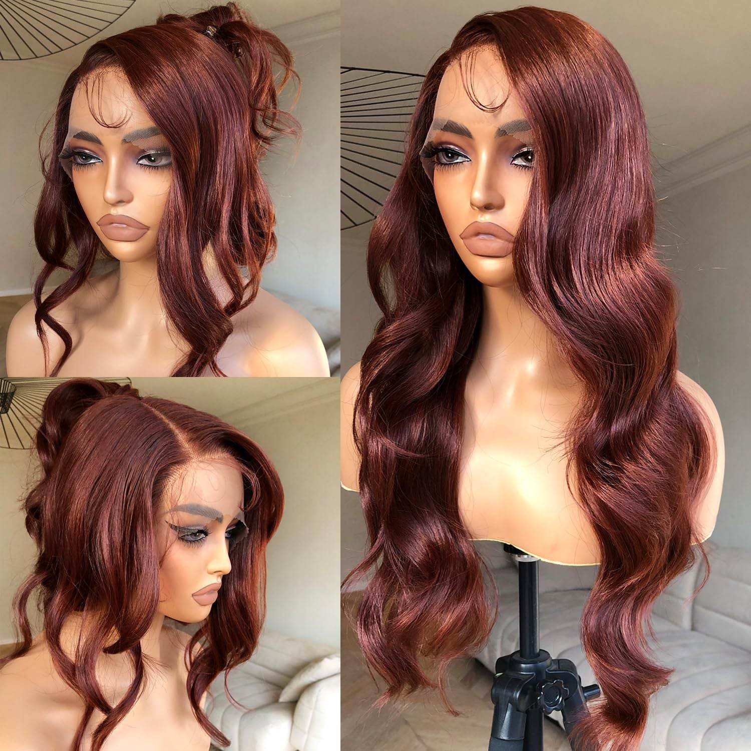 13*4Large Area Lace Hand-Crocheted European and American Fashion Women's Long Curly Wig Synthetic Long Curly Hair Wholesale